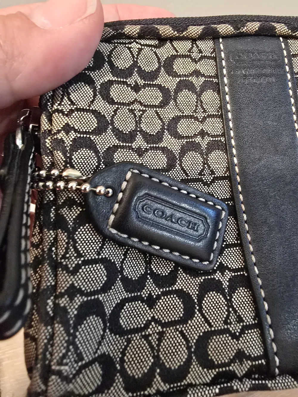 Y2K Coach Signature Canvas Cosmetic Bag - Black/Tan